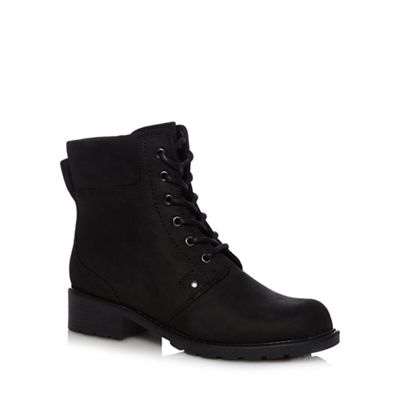 Clarks Black 'Orinoco Spice' leather lace-up ankle boots